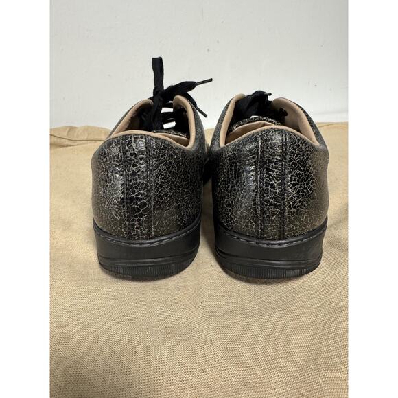 Lanvin Shoes Mens Size 10 Black Cracked Leather Low Top Lace Up Made Portugal main image 11